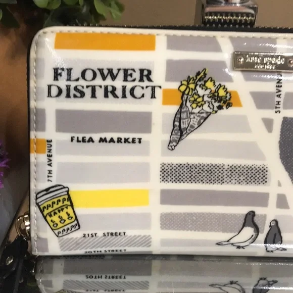 Kate Spade City Map Wallet in White and Yellow - Picture 5 of 12